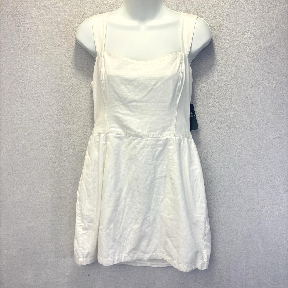 NWT Abercrombie & Fitch Cotton Sundress Womens Medium White Mini Summer Smocked
